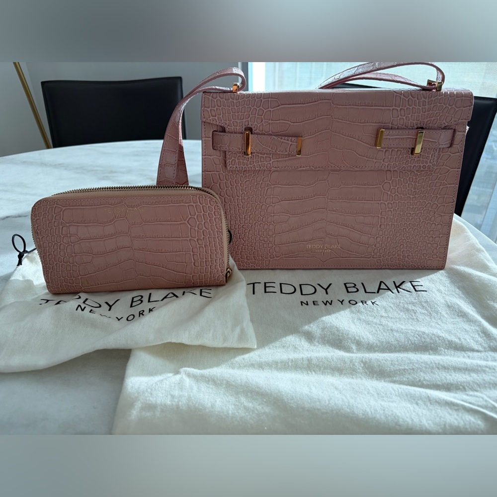 Teddy Blake Nude Pink Ella Croco 11’ Bag and Zip Wallet Croco